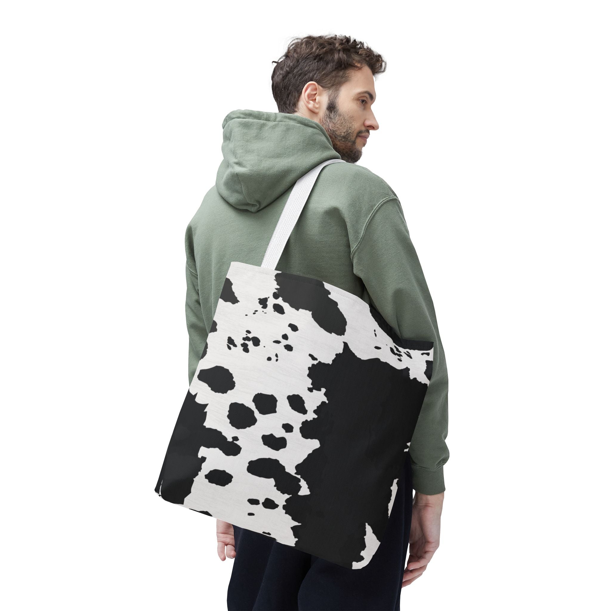 Tote Bag | Black & White Cow Print Patterned Shoulder Tote