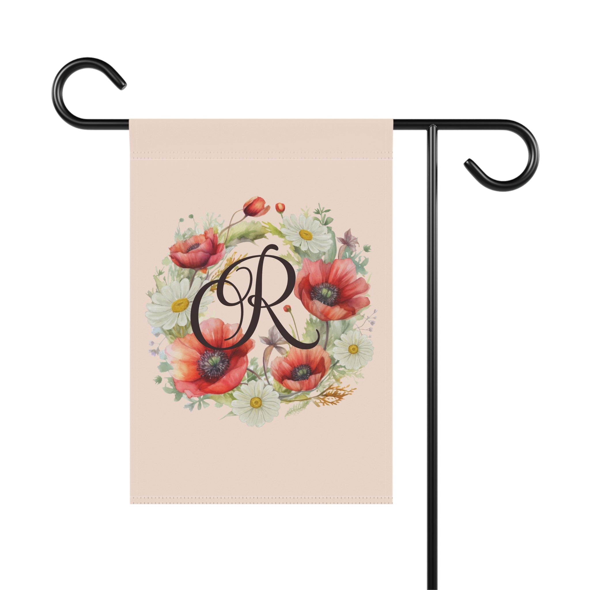 Home & Garden Banner | 'R' Monogram Poppy & Daisy Flag