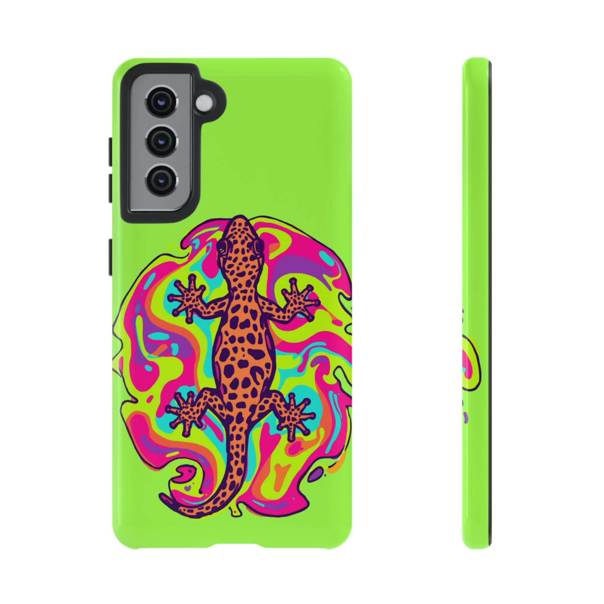 Phone Cases | Neon Leopard Gecko Swirl Phone Case