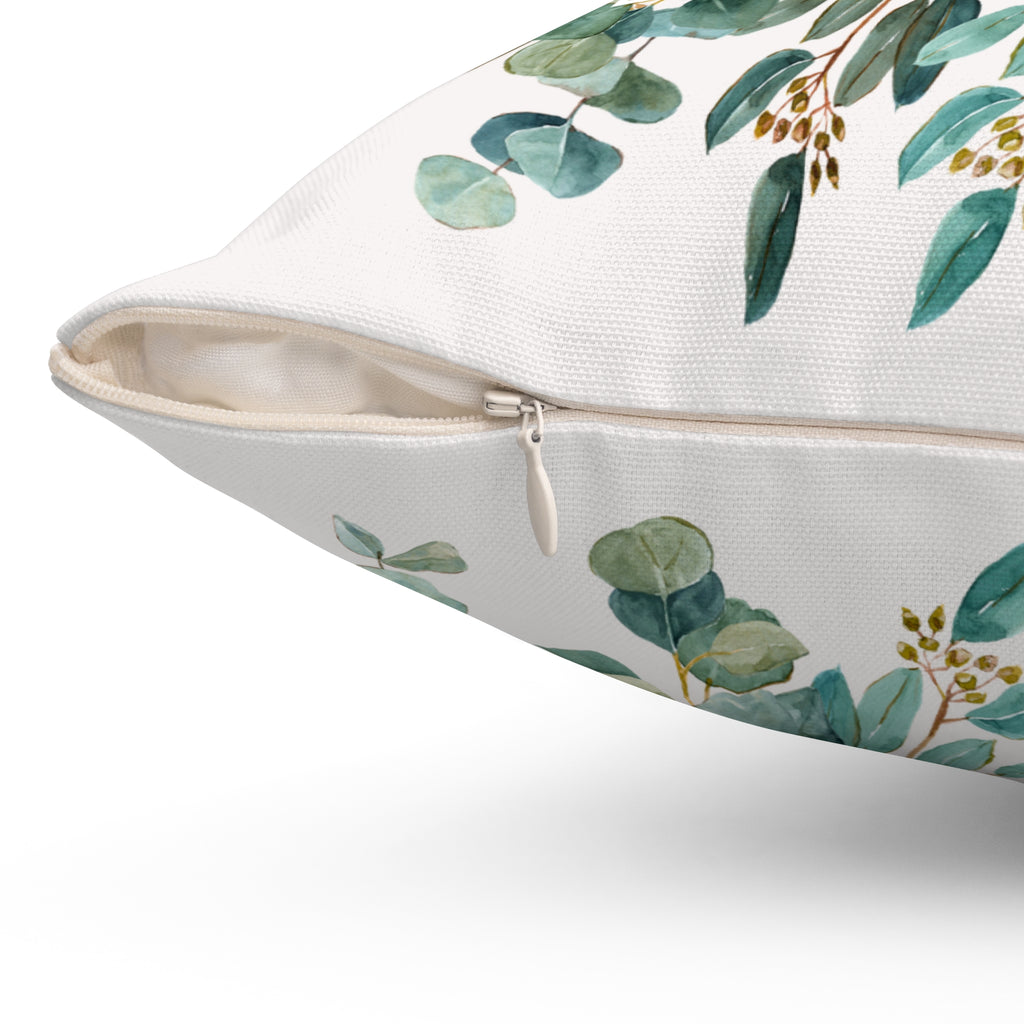 Throw Pillow | Customizable Monogram Botanical Wreath Square Pillow