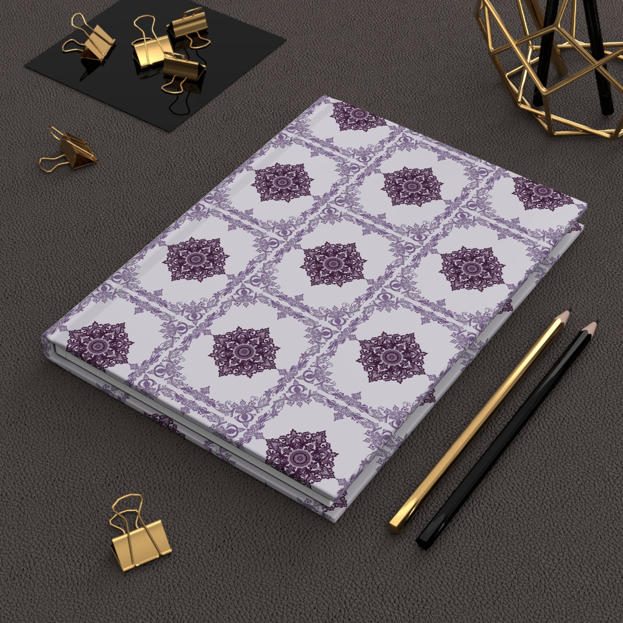 Journal | Decorative Purple Floral Tile Hardcover Notebook