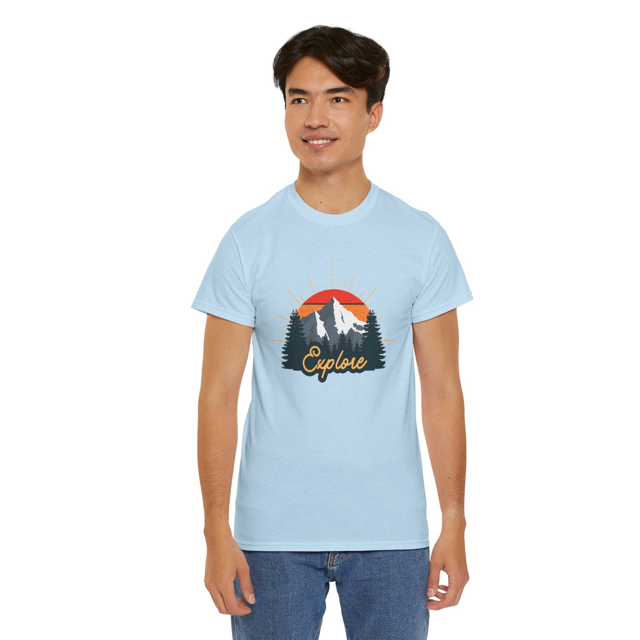 T-Shirt | Vintage Sunset 'Explore' Outdoor Adventure Shirt