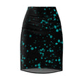 Women's Pencil Skirt | Teal Splatter Print Midi