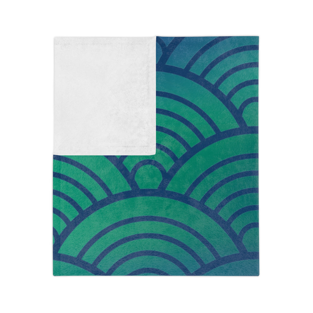 Green-to-Blue with Waves Microfiber Throw