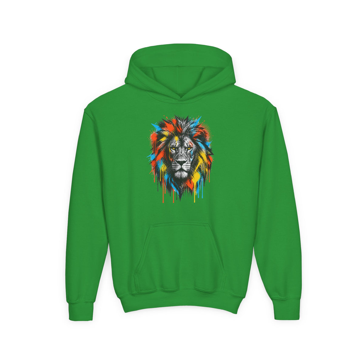 Lion Spirit Paint Drips Youth Hoodie