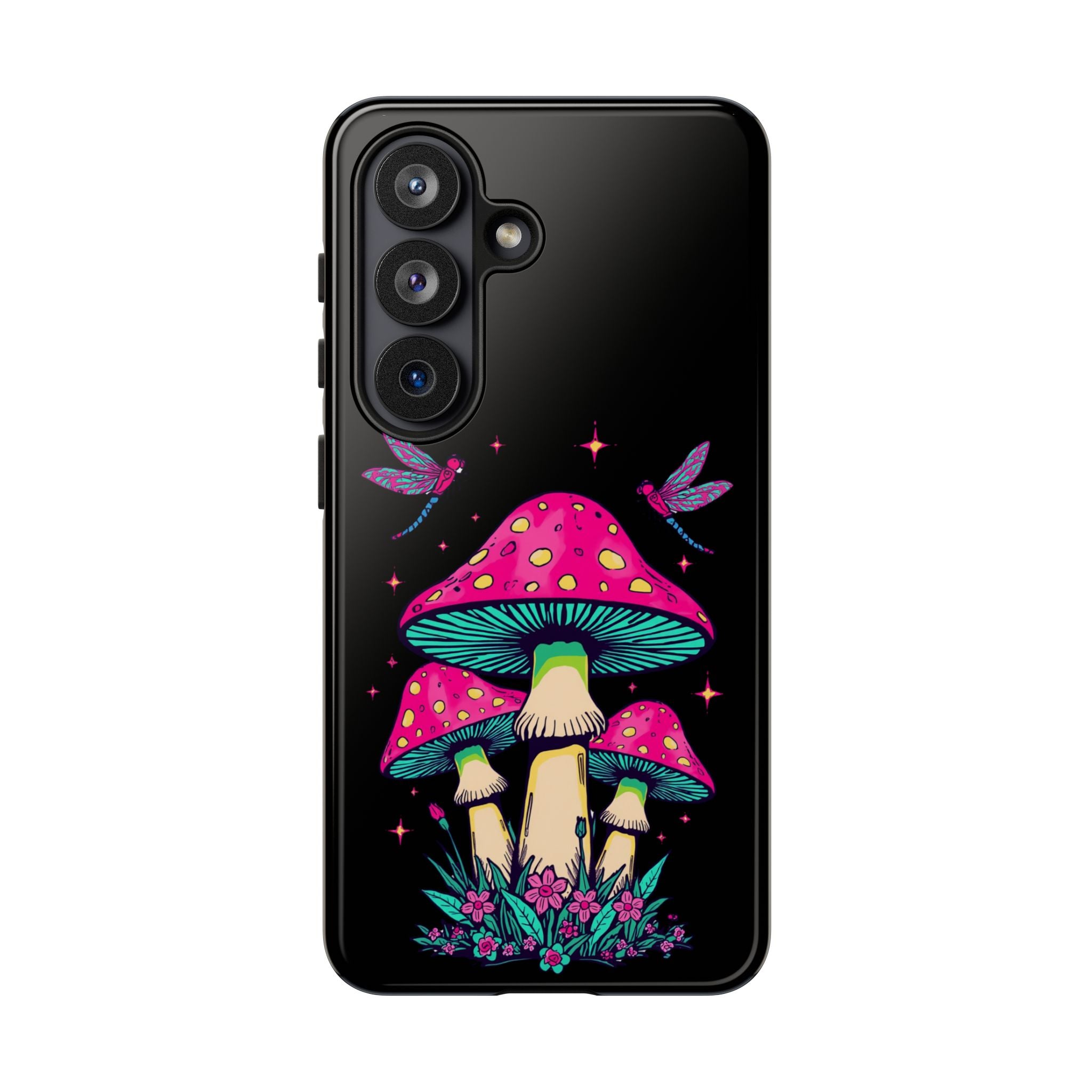 Phone Cases | Colorful Mushroom and Dragonfly Print Tough Case