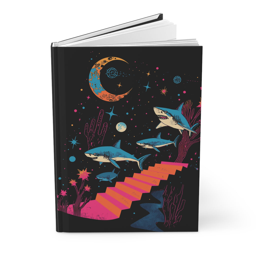 Journal | Surreal Sharks Moonlit Stairs Hardcover Notebook