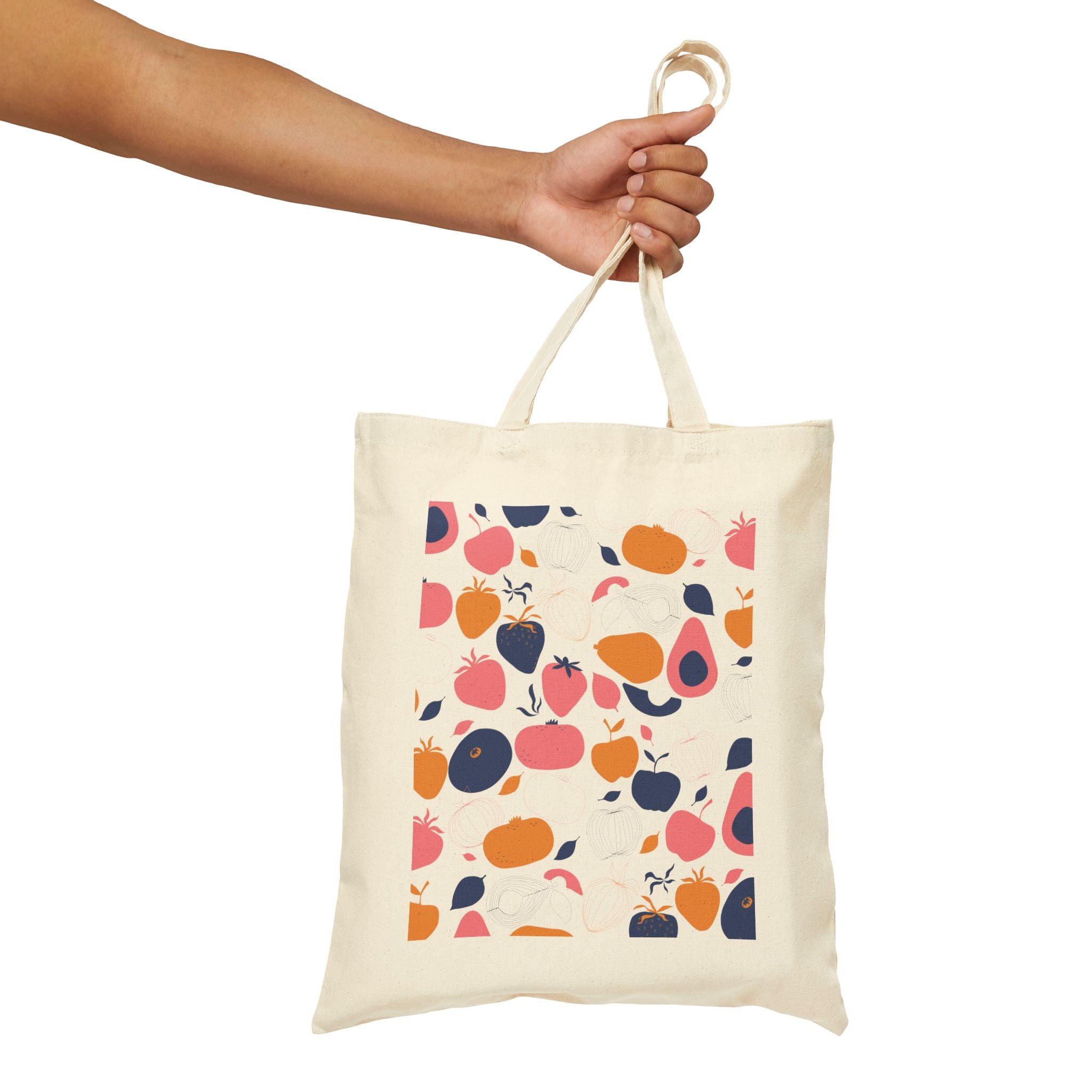 Tote Bag | Abstract Fruit Pattern Canvas Grocery Tote