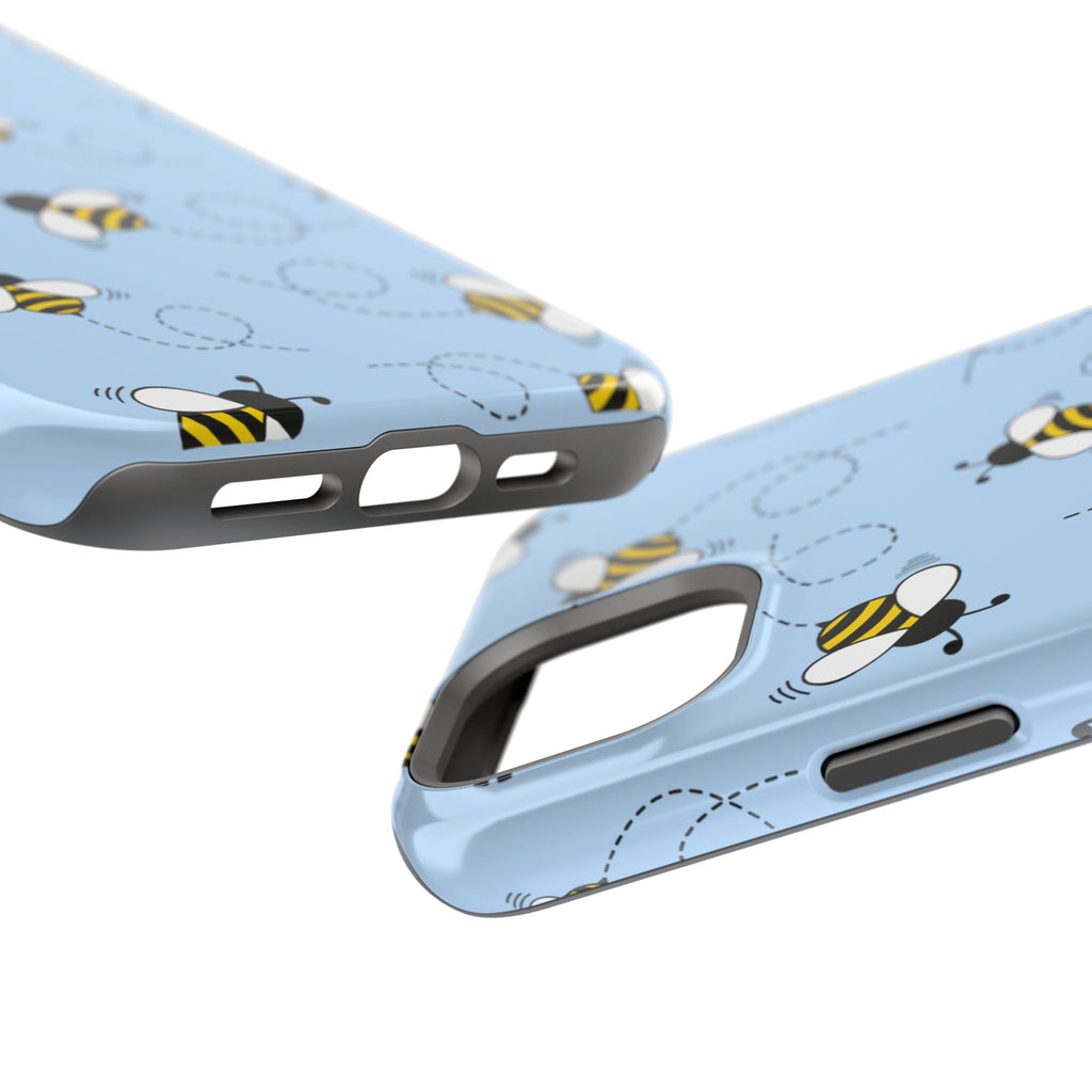 Phone Case | Sky Blue Bee Pattern Magnetic Impact-Resistant Phone Case