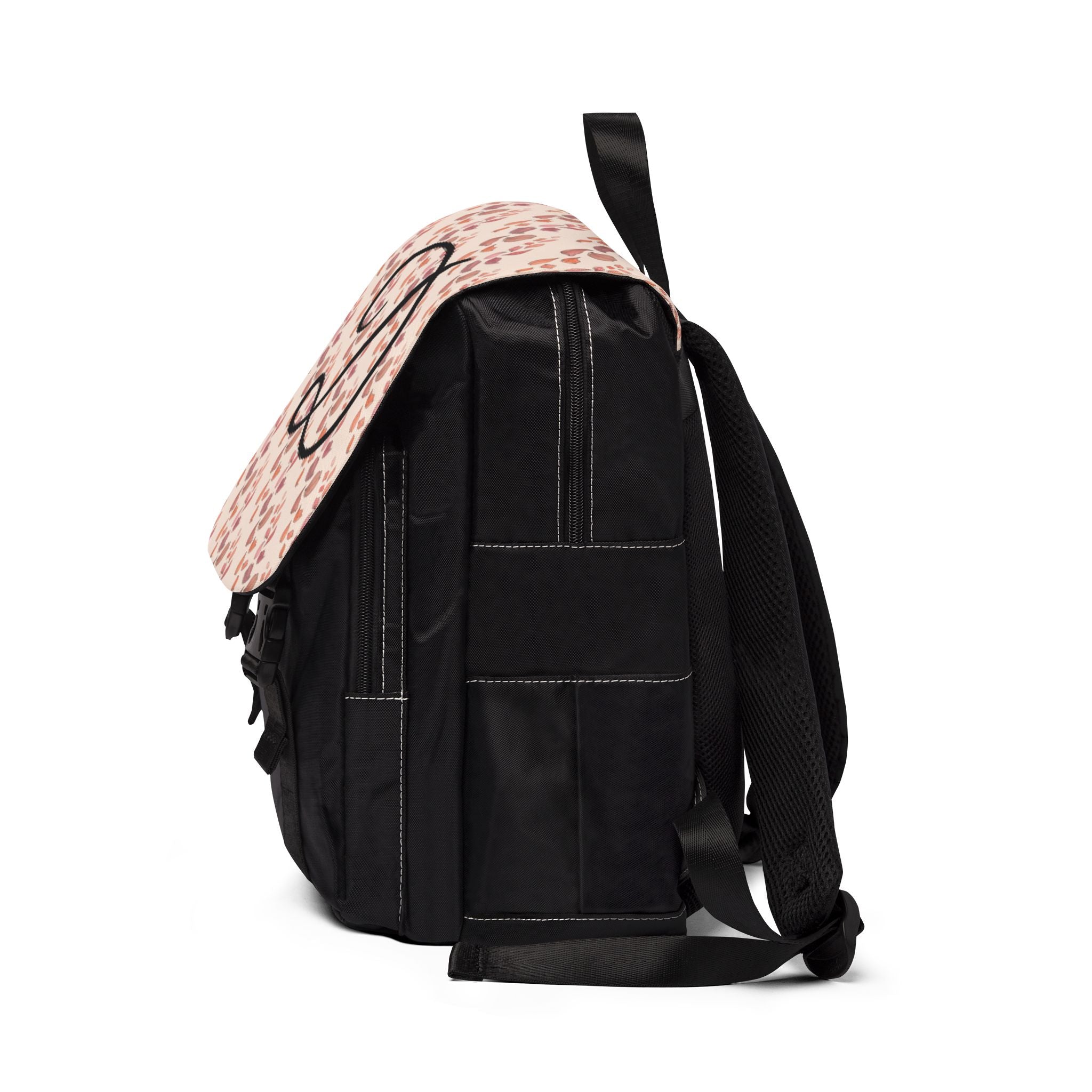 Backpack | Personalizable Monogram Pink Petals Canvas Shoulder Bag