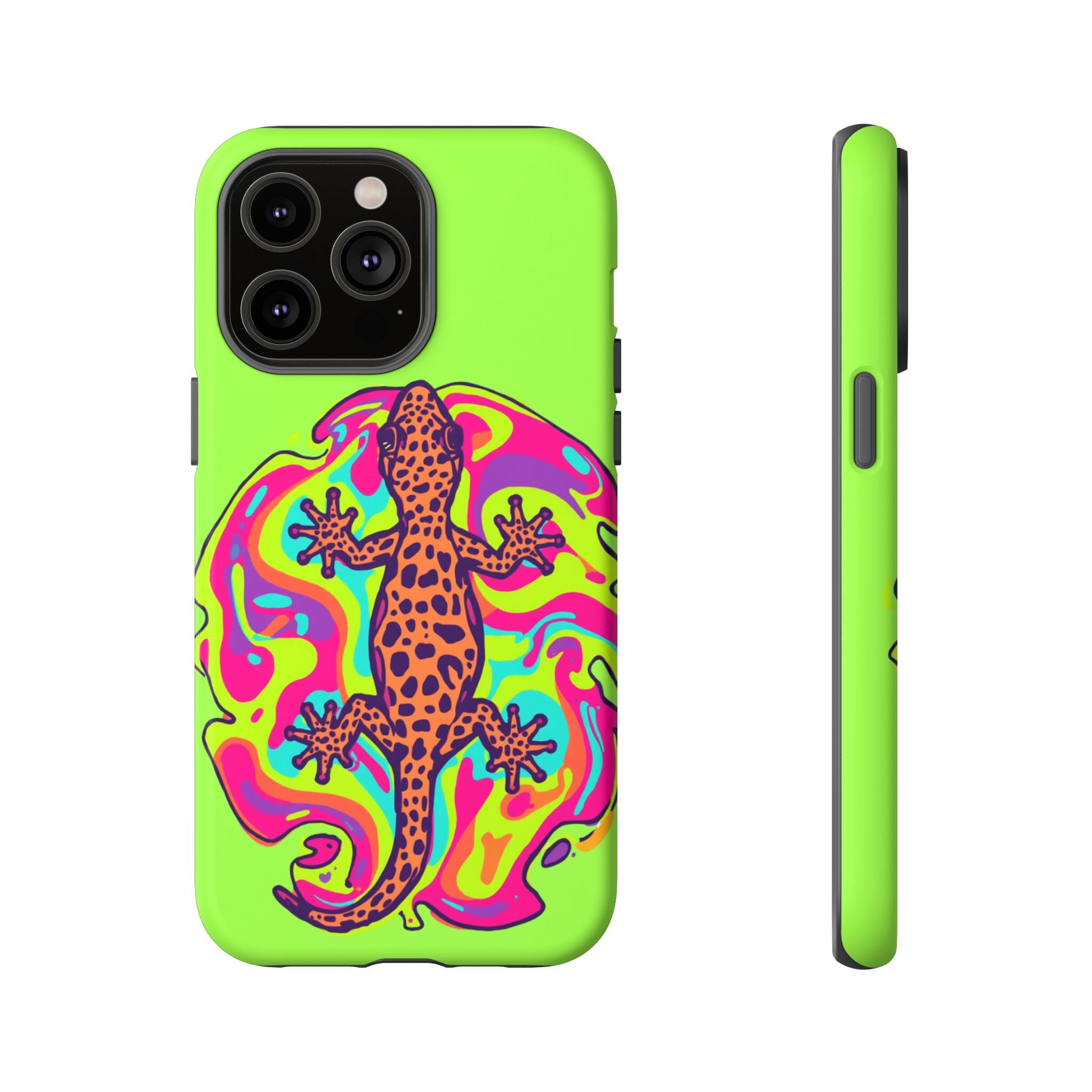 Phone Cases | Neon Leopard Gecko Swirl Phone Case