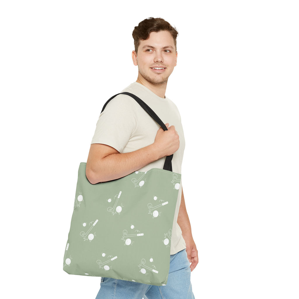 Tote Bag | Sage Green and Golf Pattern Shoulder Bag