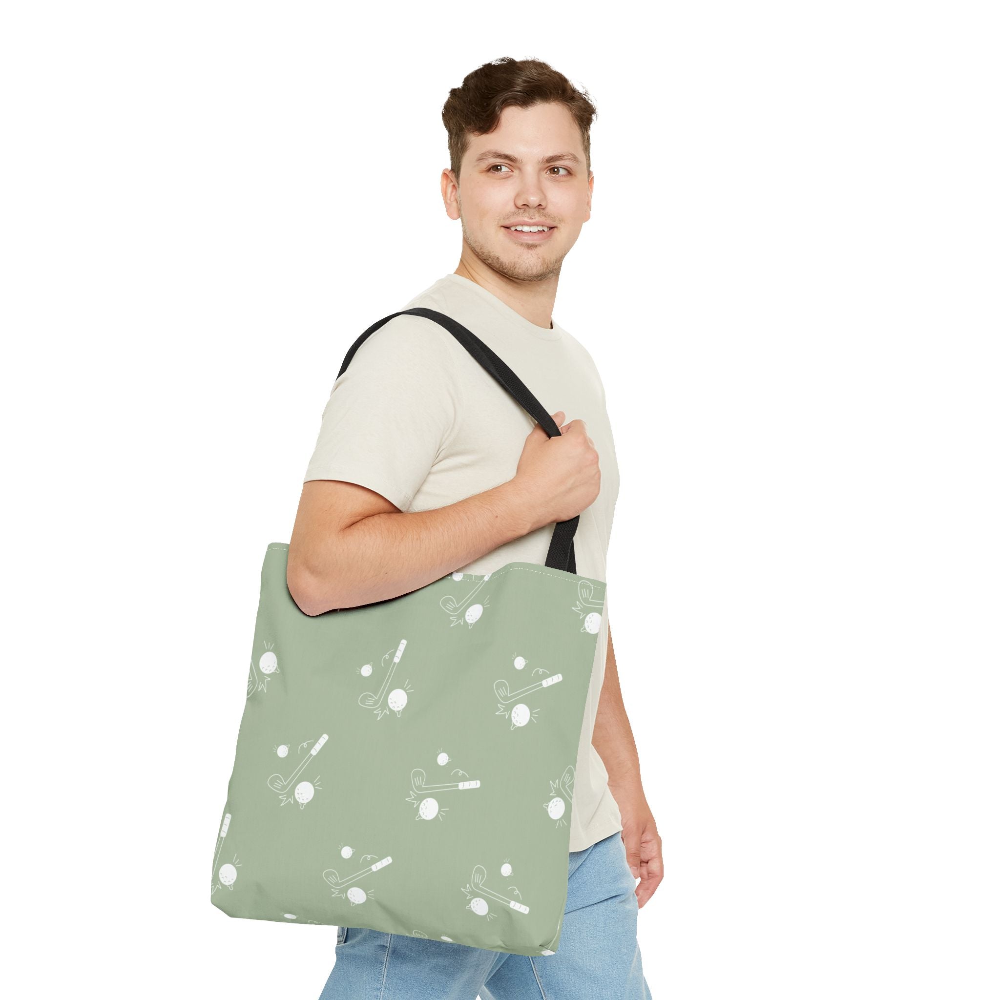 Tote Bag | Sage Green and Golf Pattern Shoulder Bag