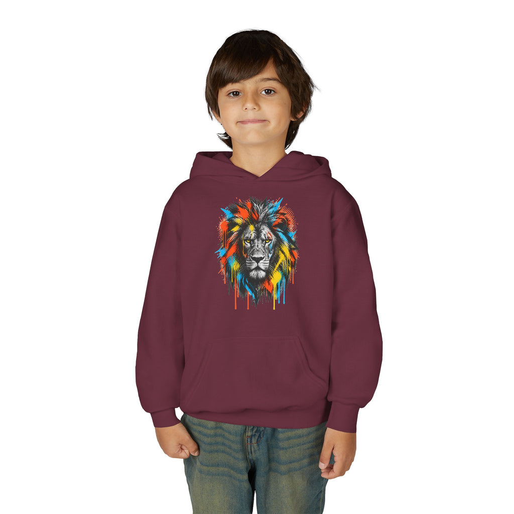 Lion Spirit Paint Drips Youth Hoodie
