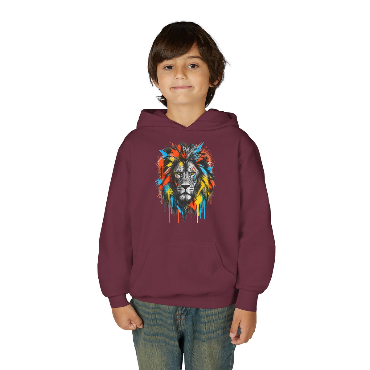 Lion Spirit Paint Drips Youth Hoodie