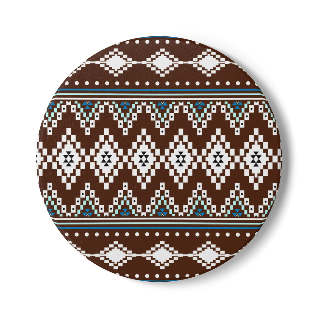 Coasters | Brown Southwestern Diamond Pattern Ceramic Cork Backed Coasters