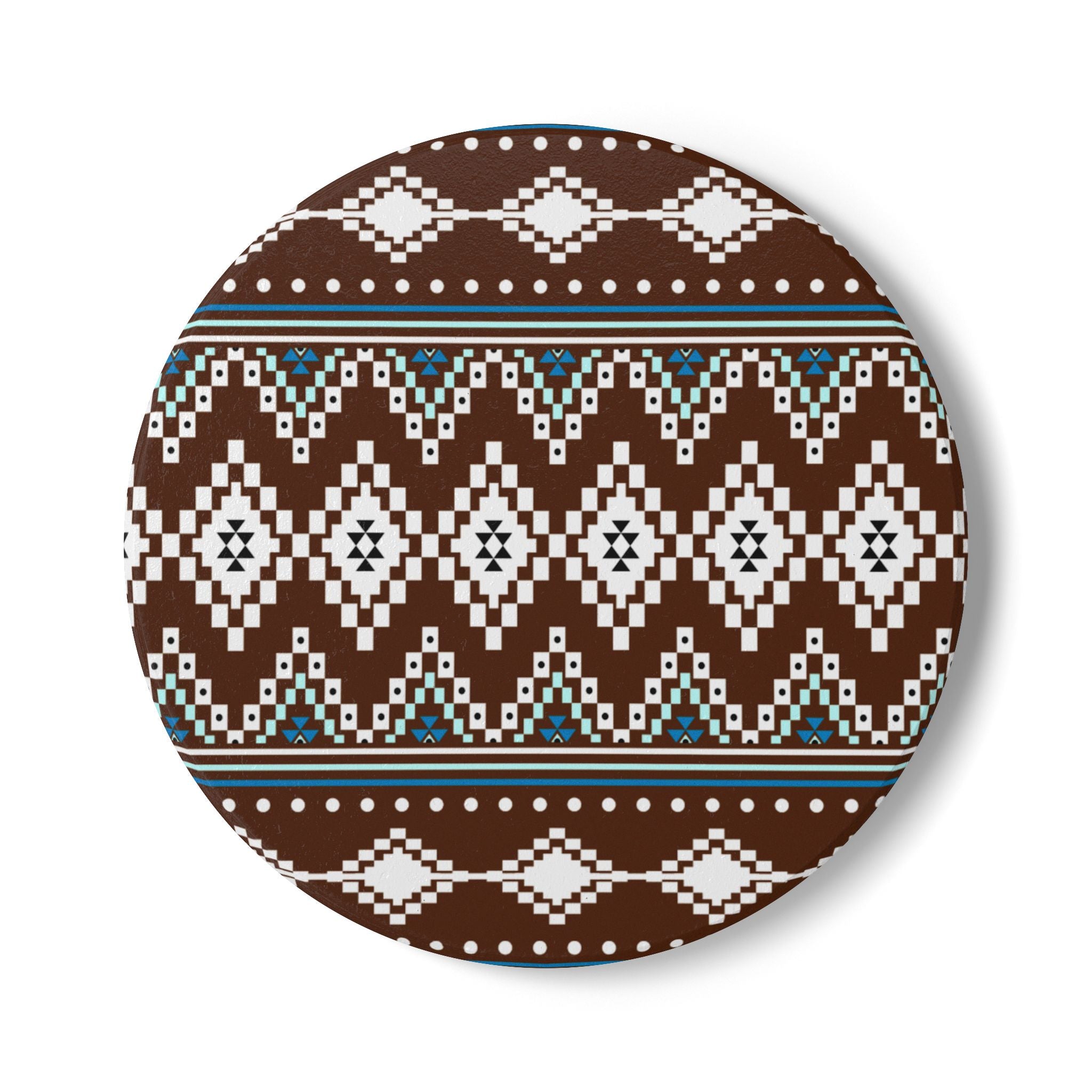 Coasters | Brown Southwestern Diamond Pattern Ceramic Cork Backed Coasters