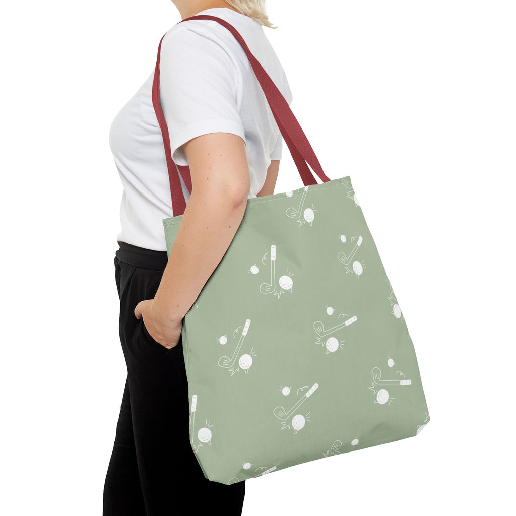 Tote Bag | Sage Green and Golf Pattern Shoulder Bag