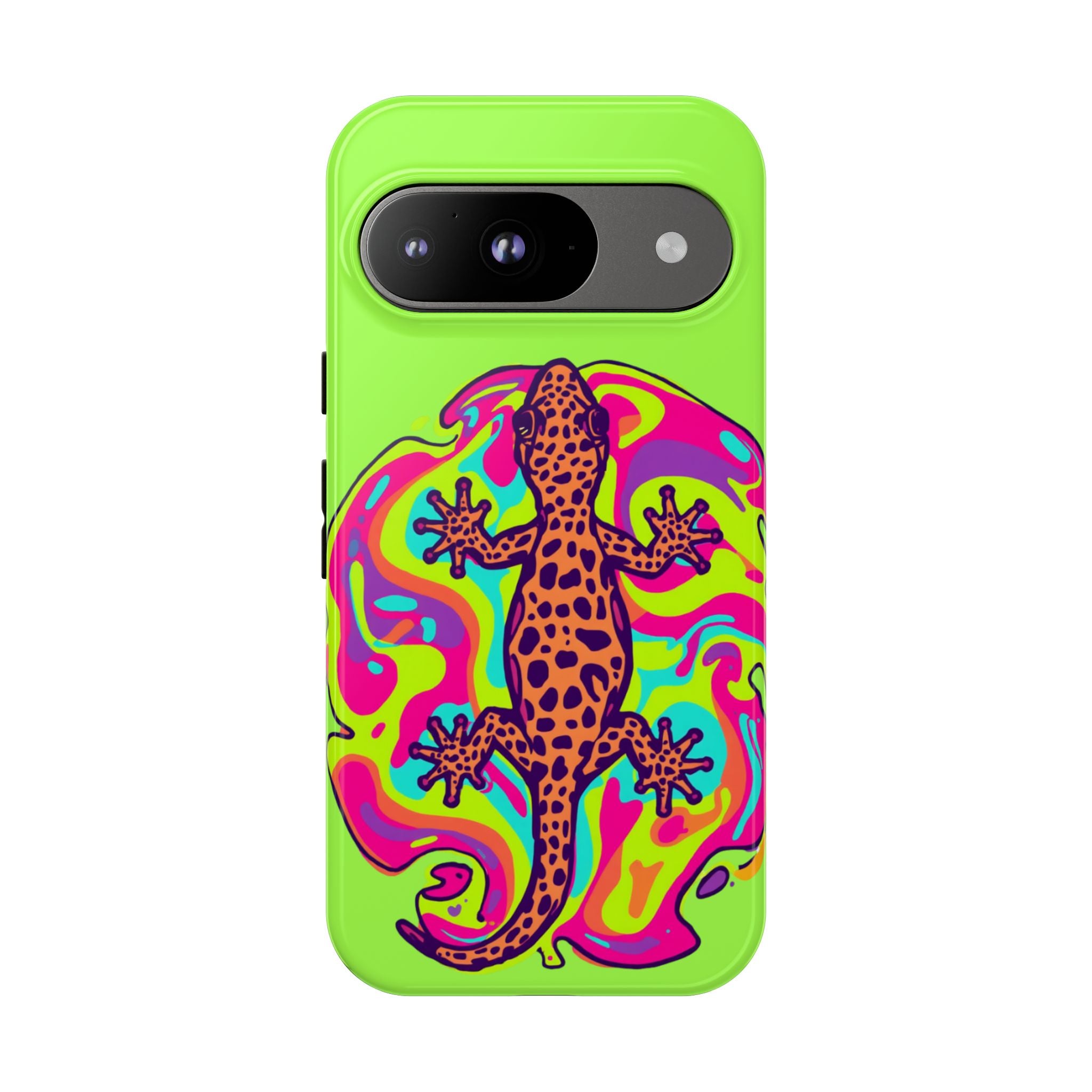 Phone Cases | Neon Leopard Gecko Swirl Phone Case