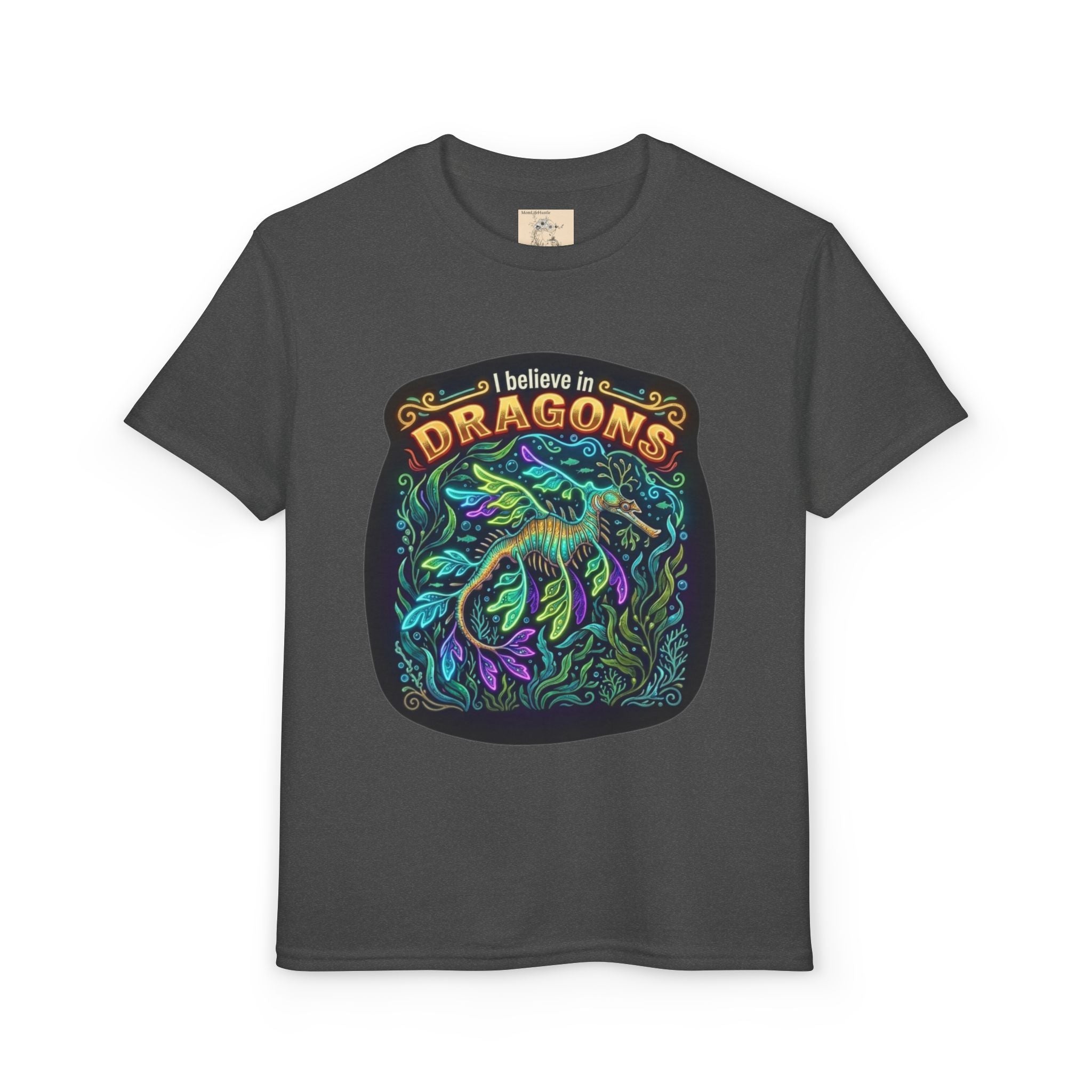 T-Shirt | 'I Believe in Dragons' Colorful Dragon Graphic Youth Tee