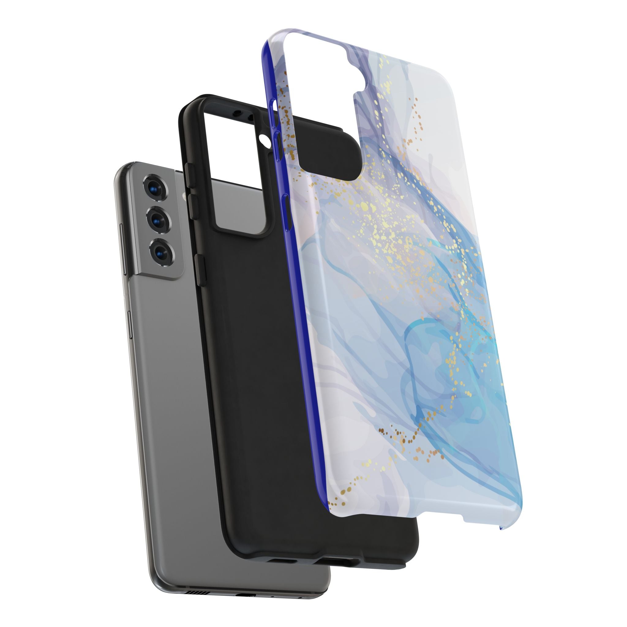 Phone Case | Gold Fleck Blue Marble Tough Protective Phone Cover