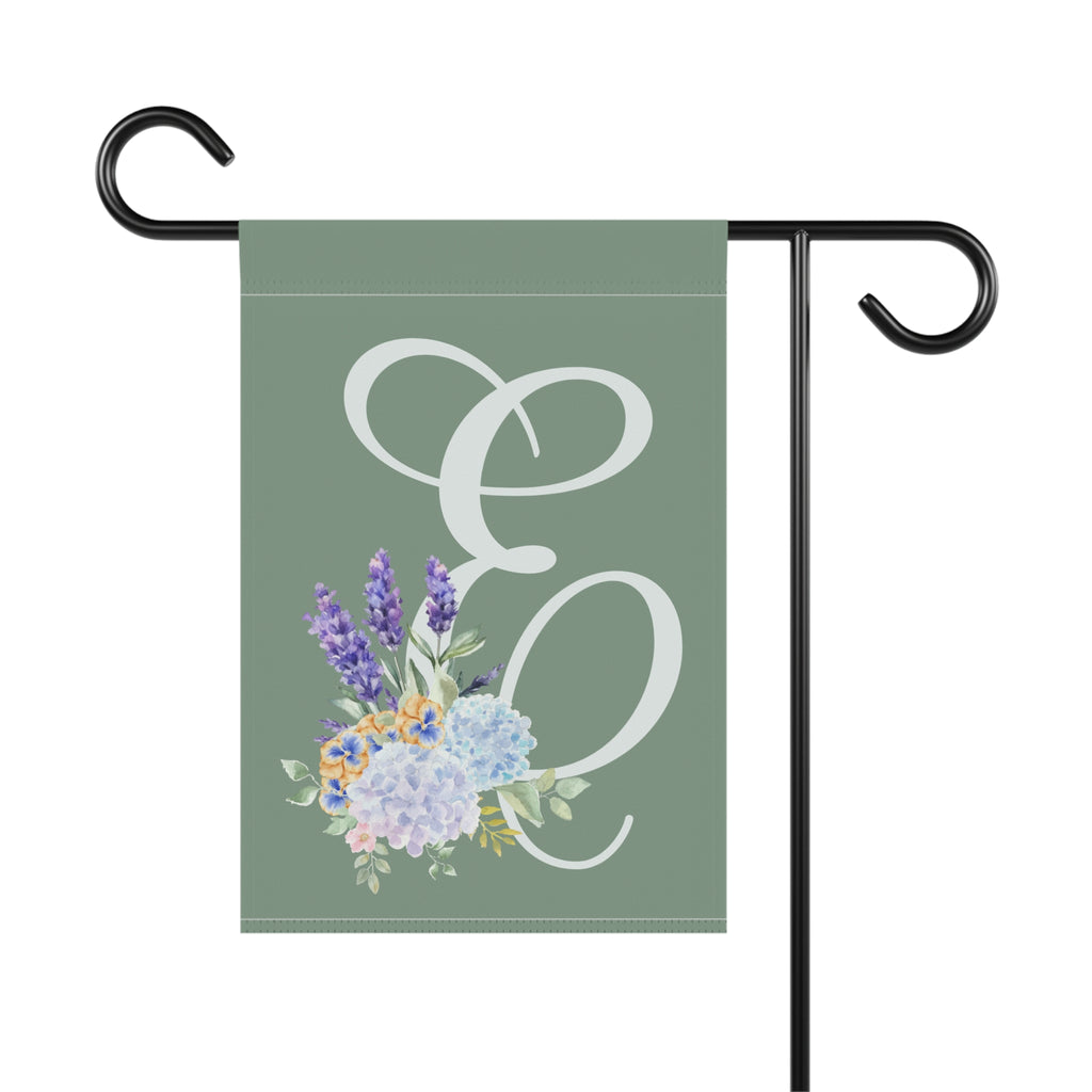 Home & Garden Banner | 'E' Monogram Sage Garden Flag