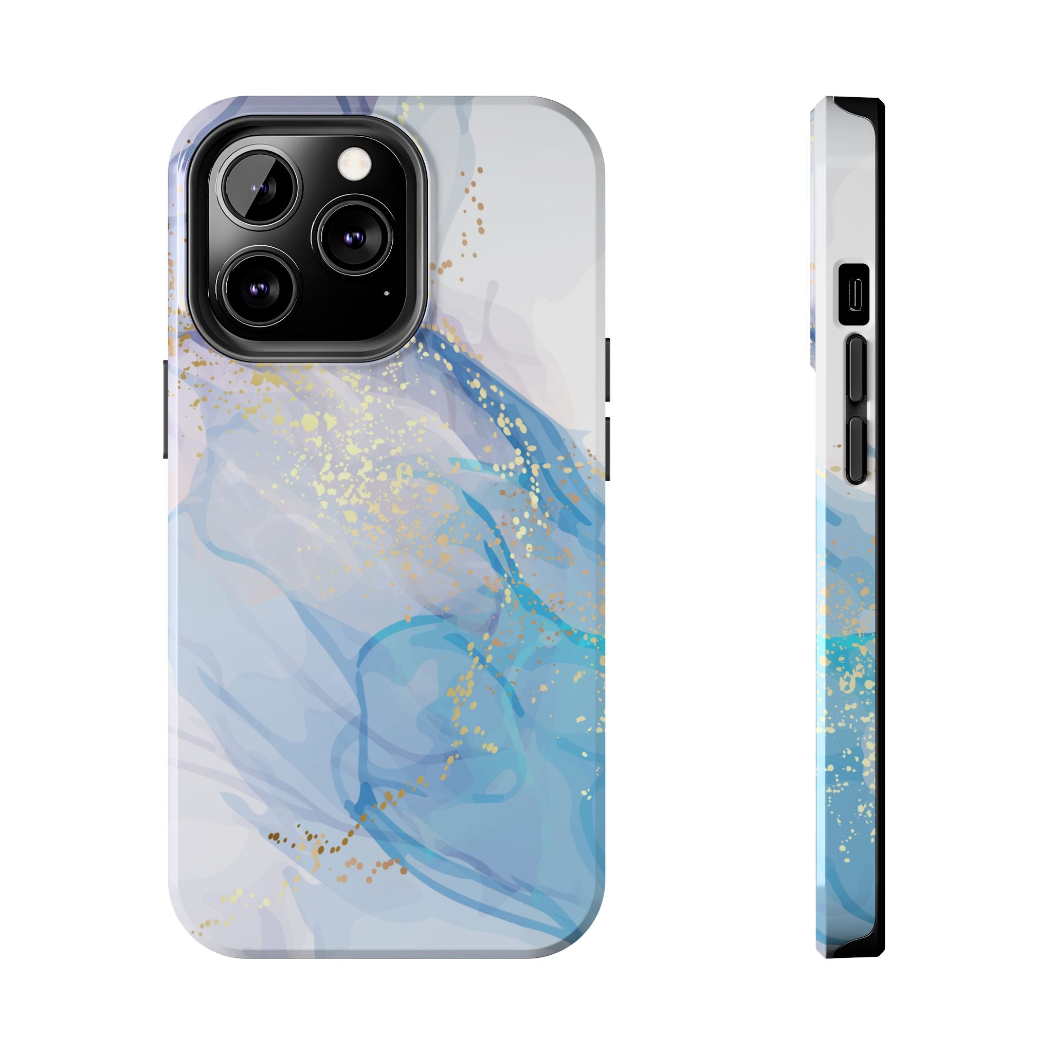 Phone Case | Gold Fleck Blue Marble Tough Protective Phone Cover