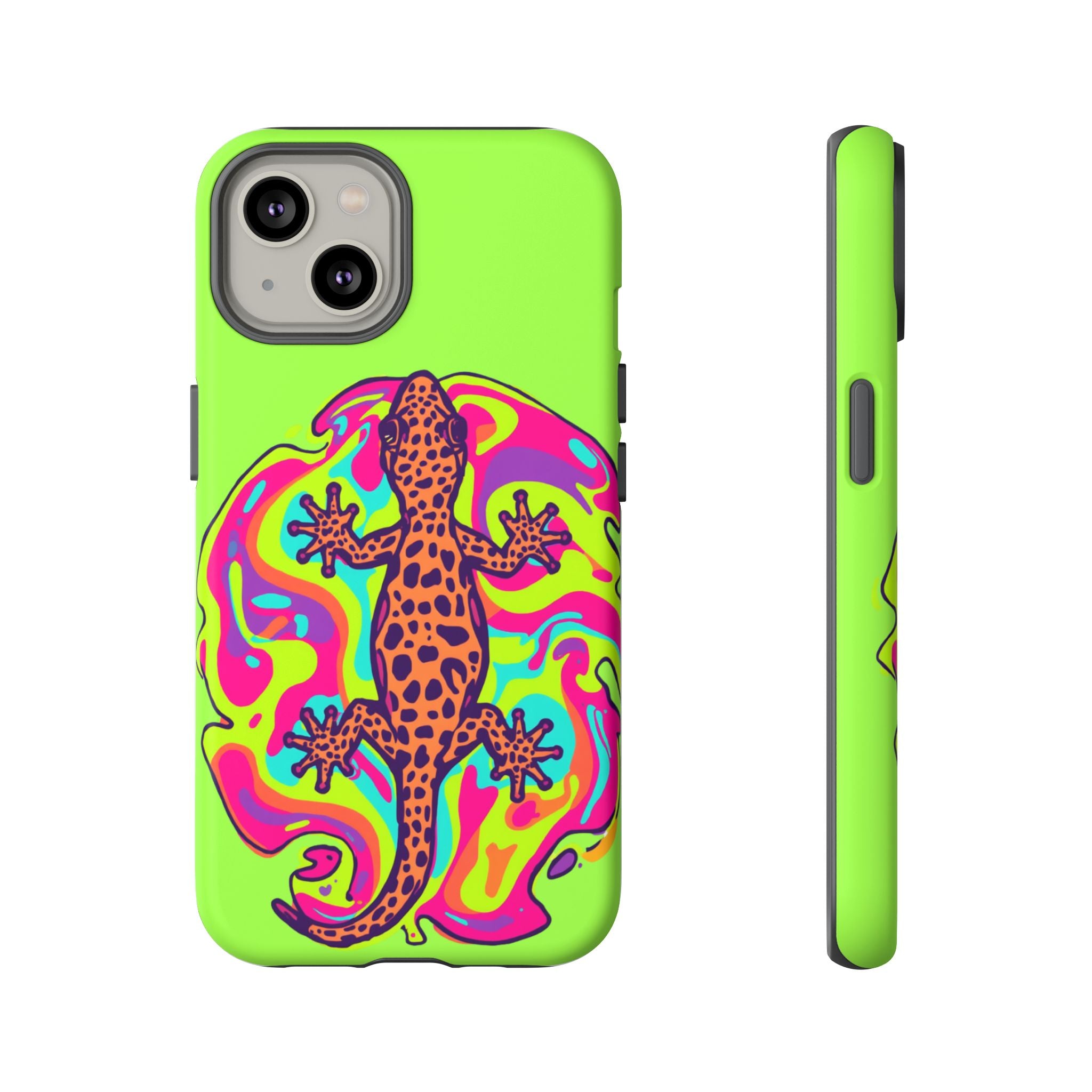Phone Cases | Neon Leopard Gecko Swirl Phone Case