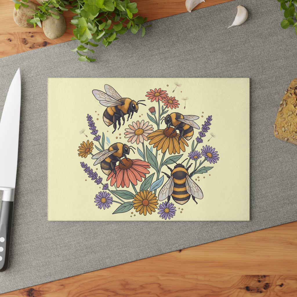 Glass Cutting Board | Bee and Wildflowers Kitchen Decor