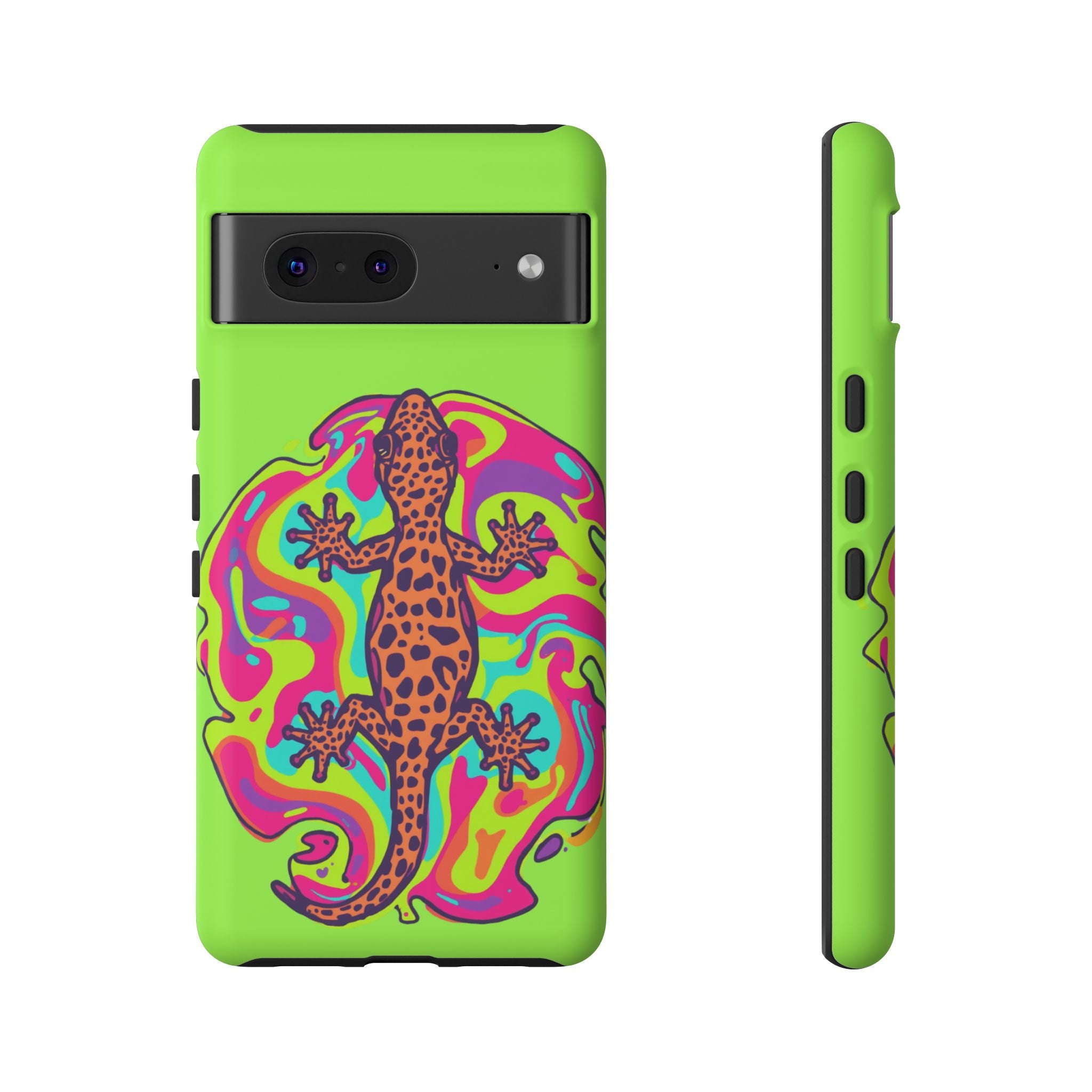 Phone Cases | Neon Leopard Gecko Swirl Phone Case