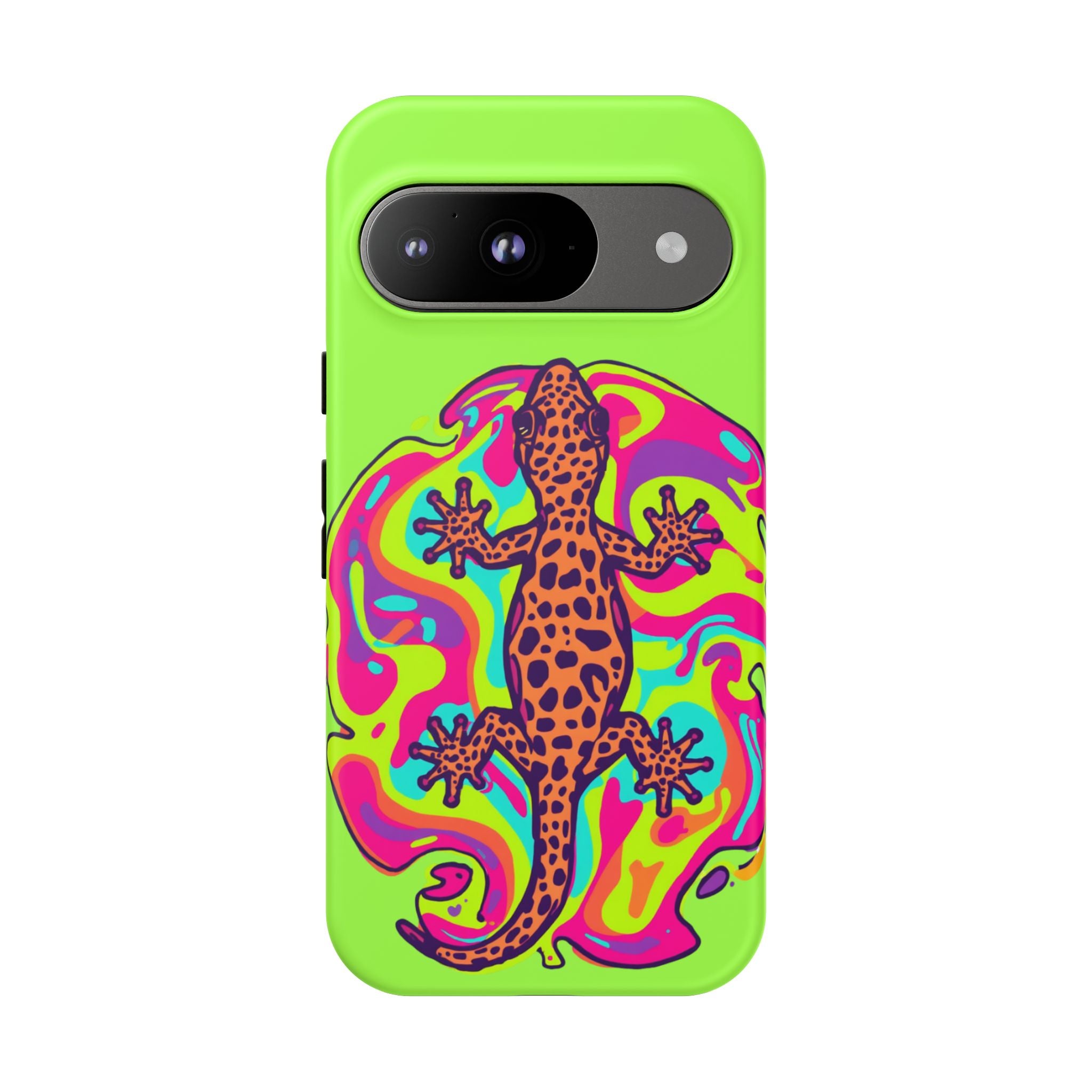 Phone Cases | Neon Leopard Gecko Swirl Phone Case