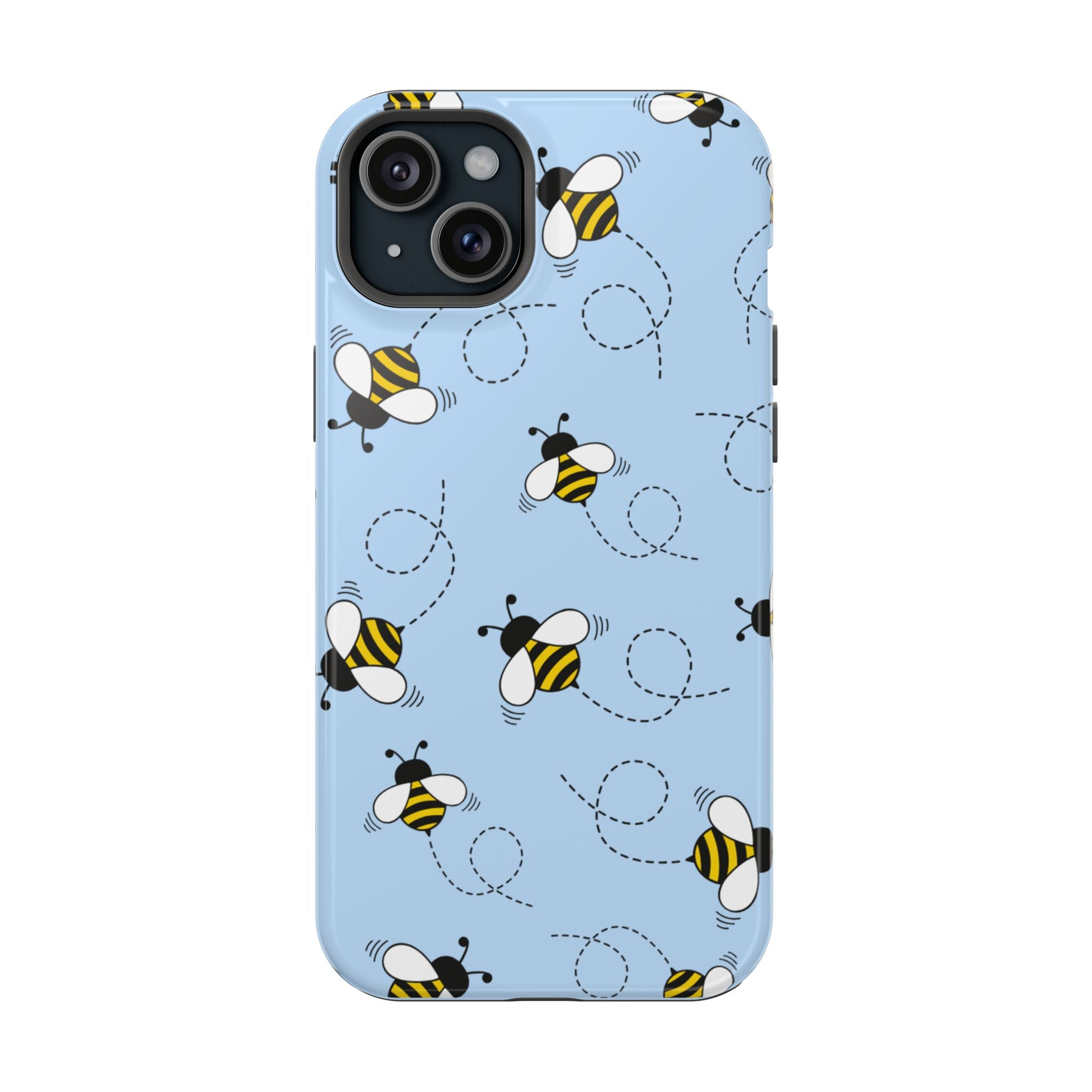 Phone Case | Sky Blue Bee Pattern Magnetic Impact-Resistant Phone Case