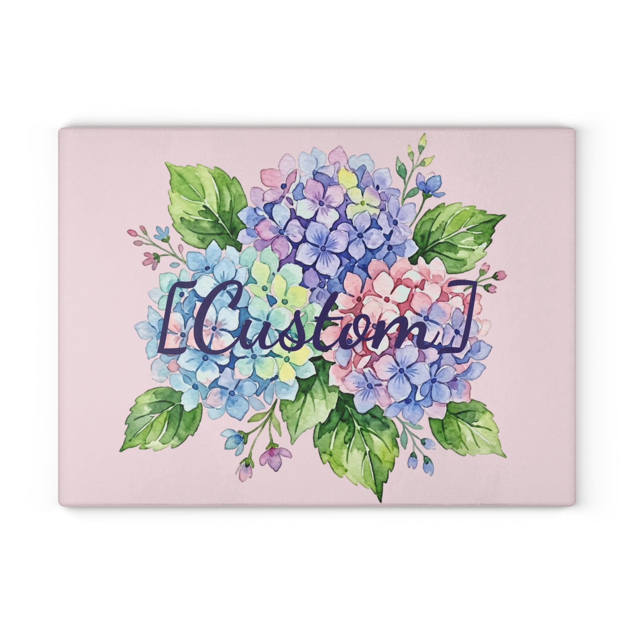 Glass Cutting Board | Customizable Pastel Hydrangeas Kitchen Decor