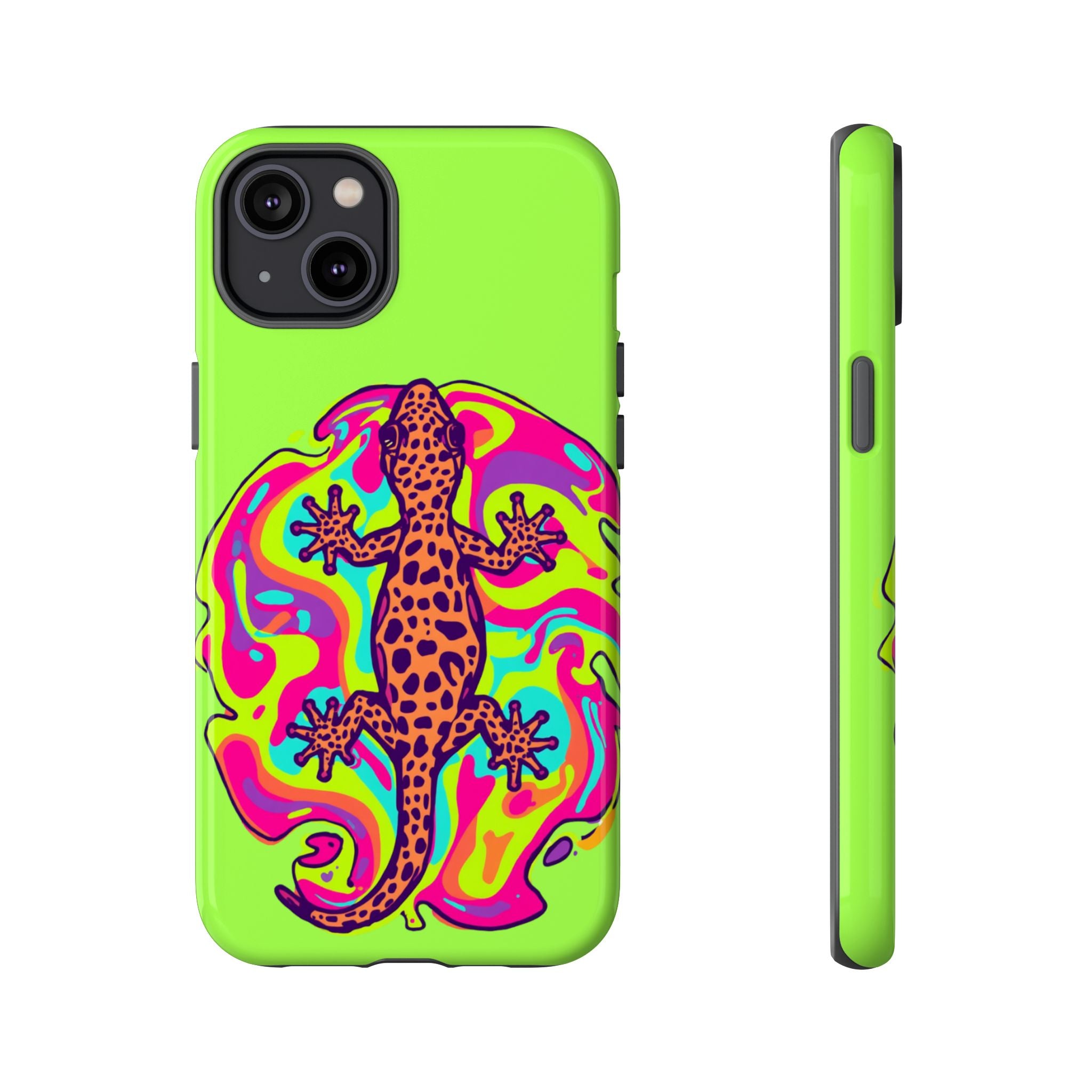 Phone Cases | Neon Leopard Gecko Swirl Phone Case