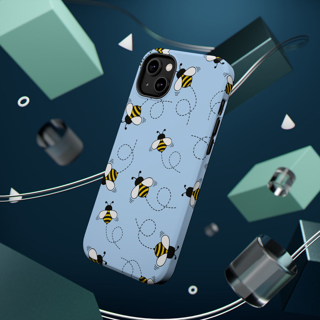 Phone Case | Sky Blue Bee Pattern Magnetic Impact-Resistant Phone Case
