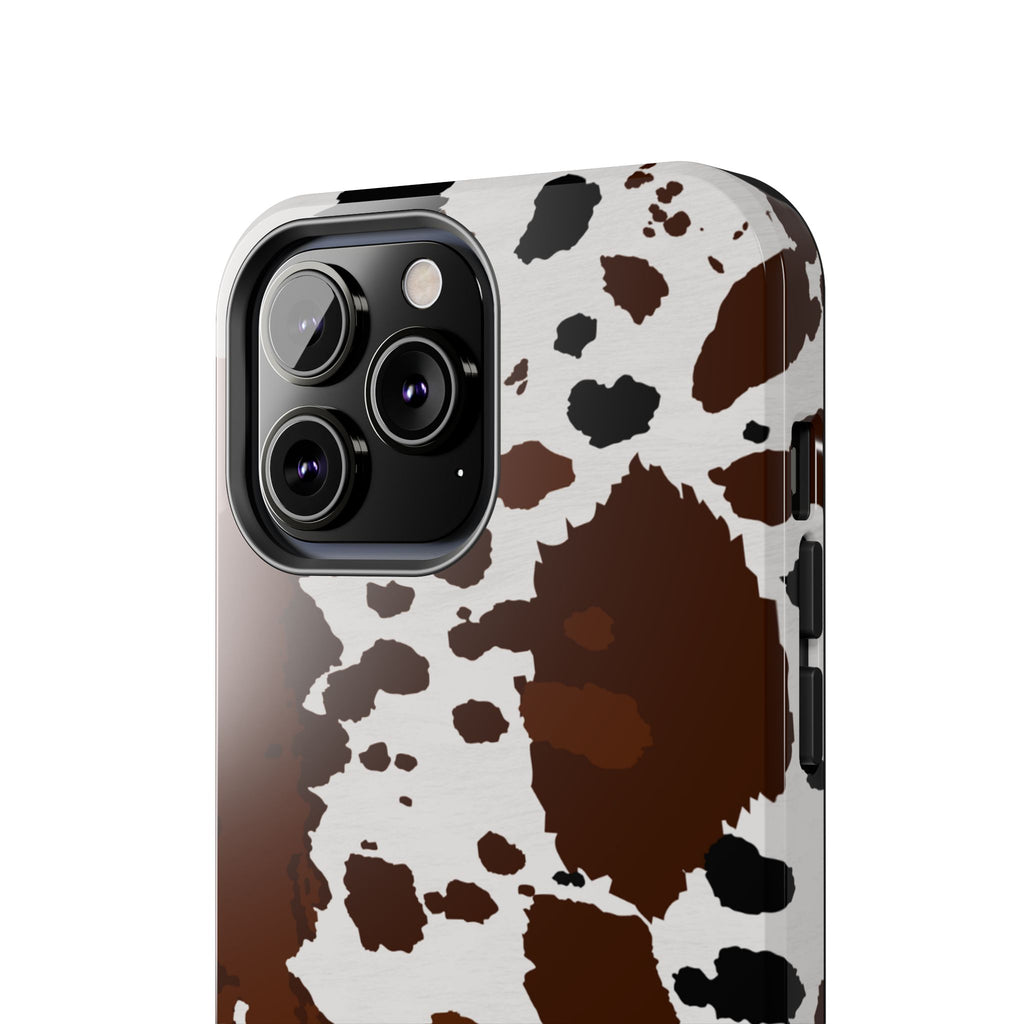 Phone Case | Brown & White Cowhide Pattern Tough Protective Cover