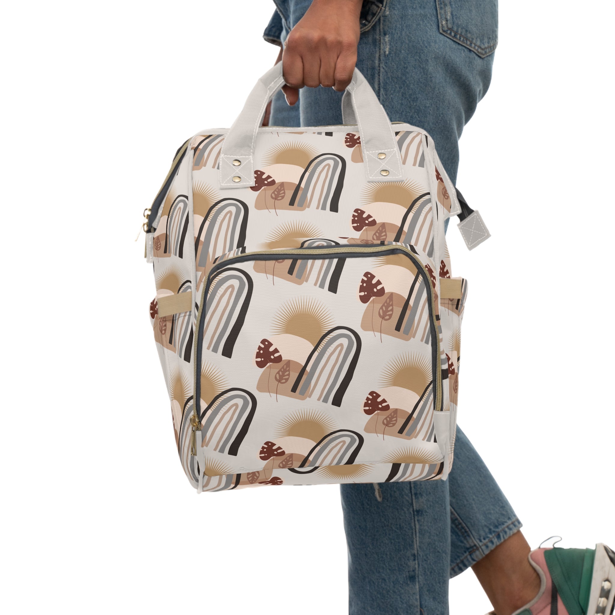 Diaper Backpack | Multifunctional Baby Changing Bag in Neutral Boho Rainbows