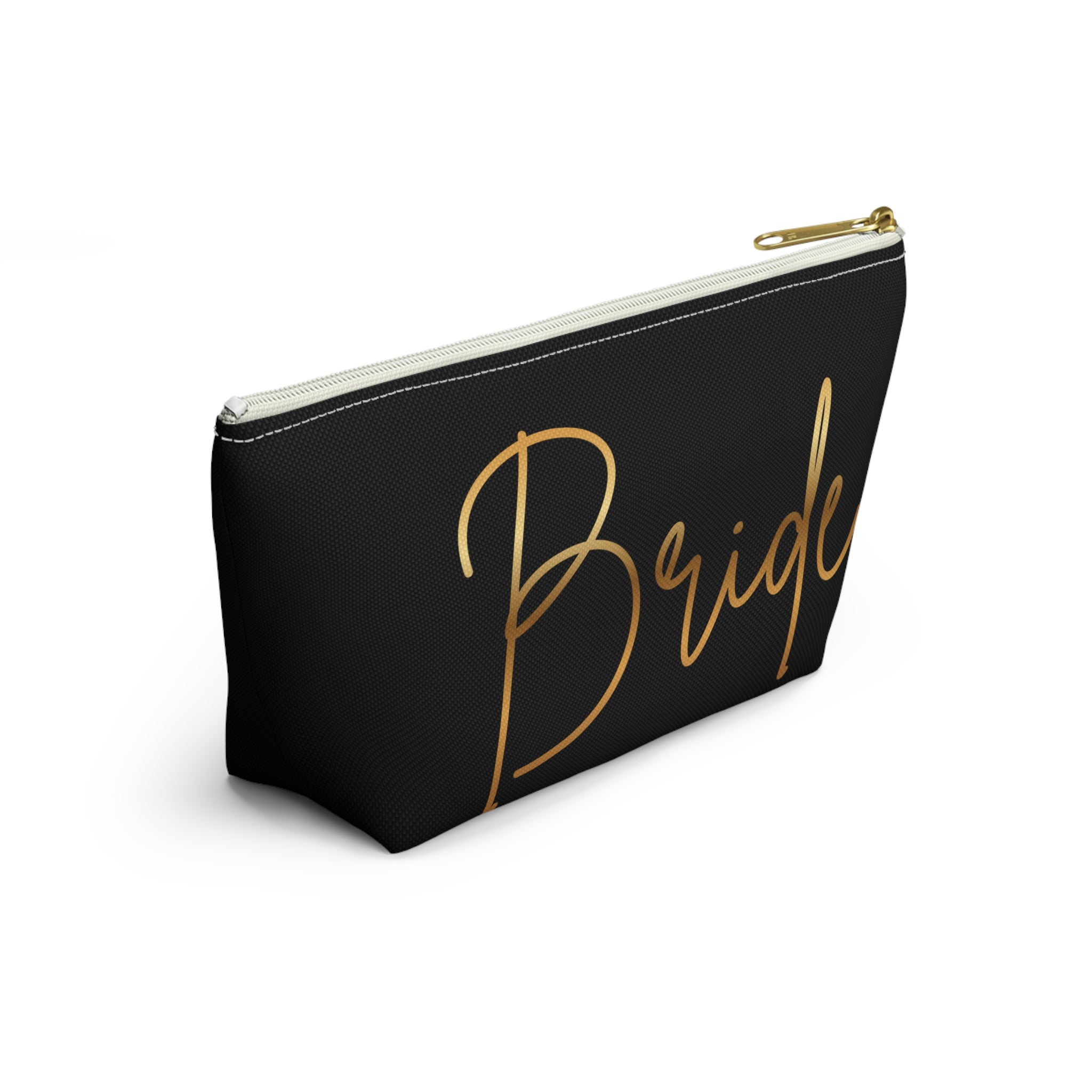 T Bottom Accessory Pouch | Bride in Gold Script Cosmetic Bag