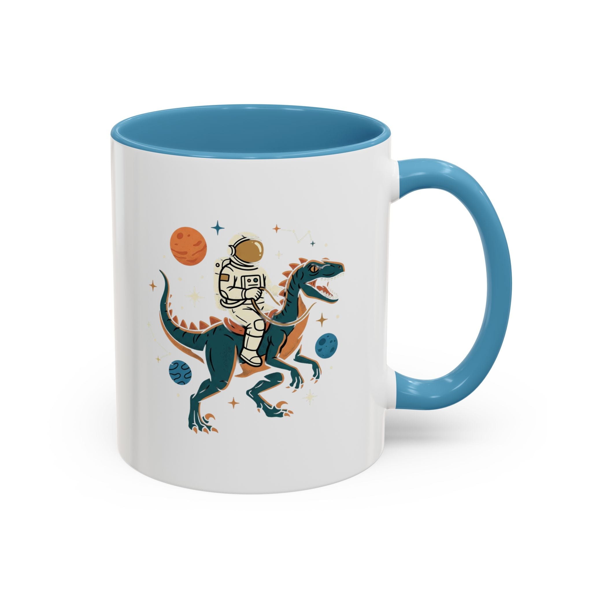 Coffee Mug | Astronaut Riding Velociraptor Accent Mug