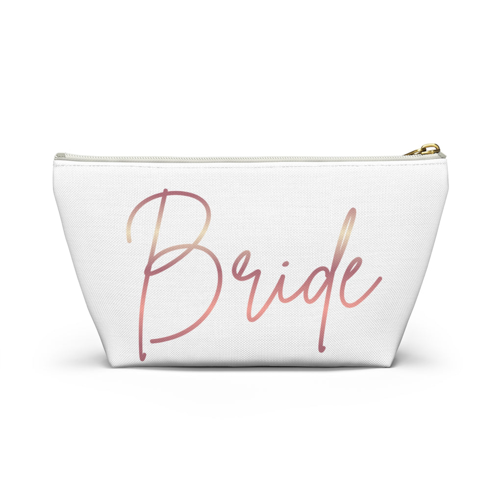 T Bottom Accessory Pouch | 'Bride' Script in Rose Gold Cosmetic Bag
