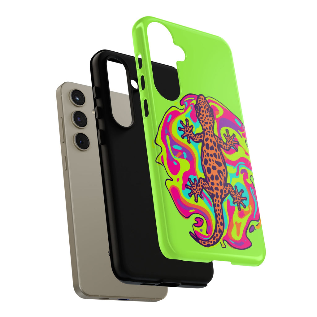 Phone Cases | Neon Leopard Gecko Swirl Phone Case