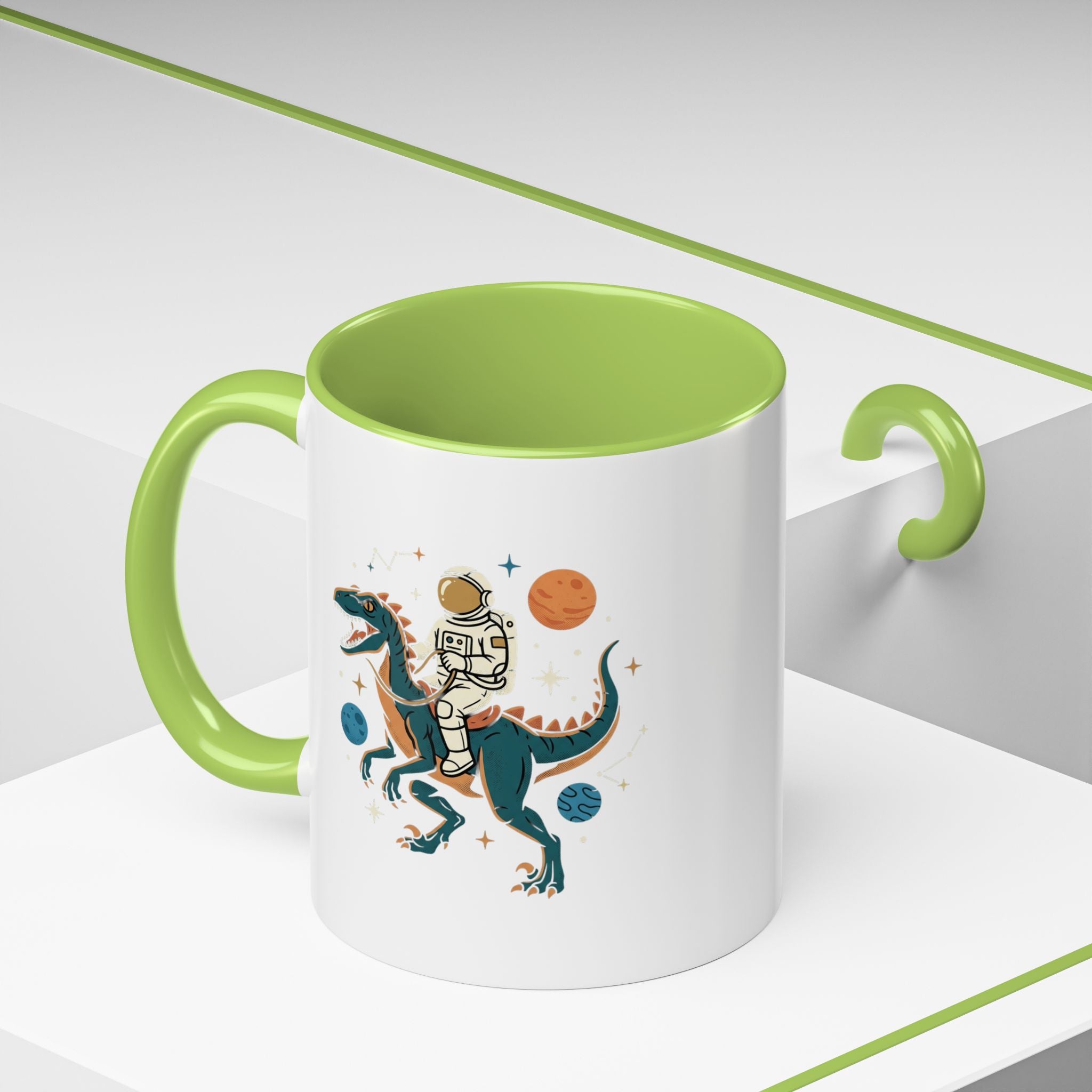 Coffee Mug | Astronaut Riding Velociraptor Accent Mug
