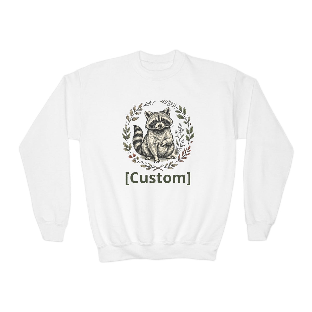 Customizable Sweatshirt with Cute Raccoon Graphic