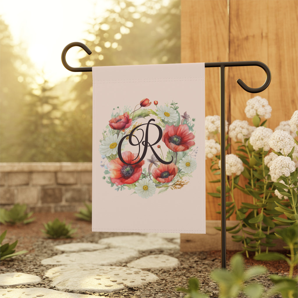 Home & Garden Banner | 'R' Monogram Poppy & Daisy Flag