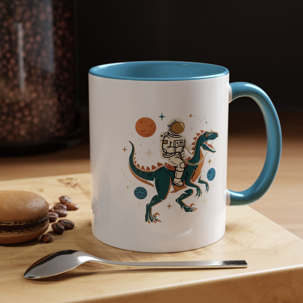 Coffee Mug | Astronaut Riding Velociraptor Accent Mug