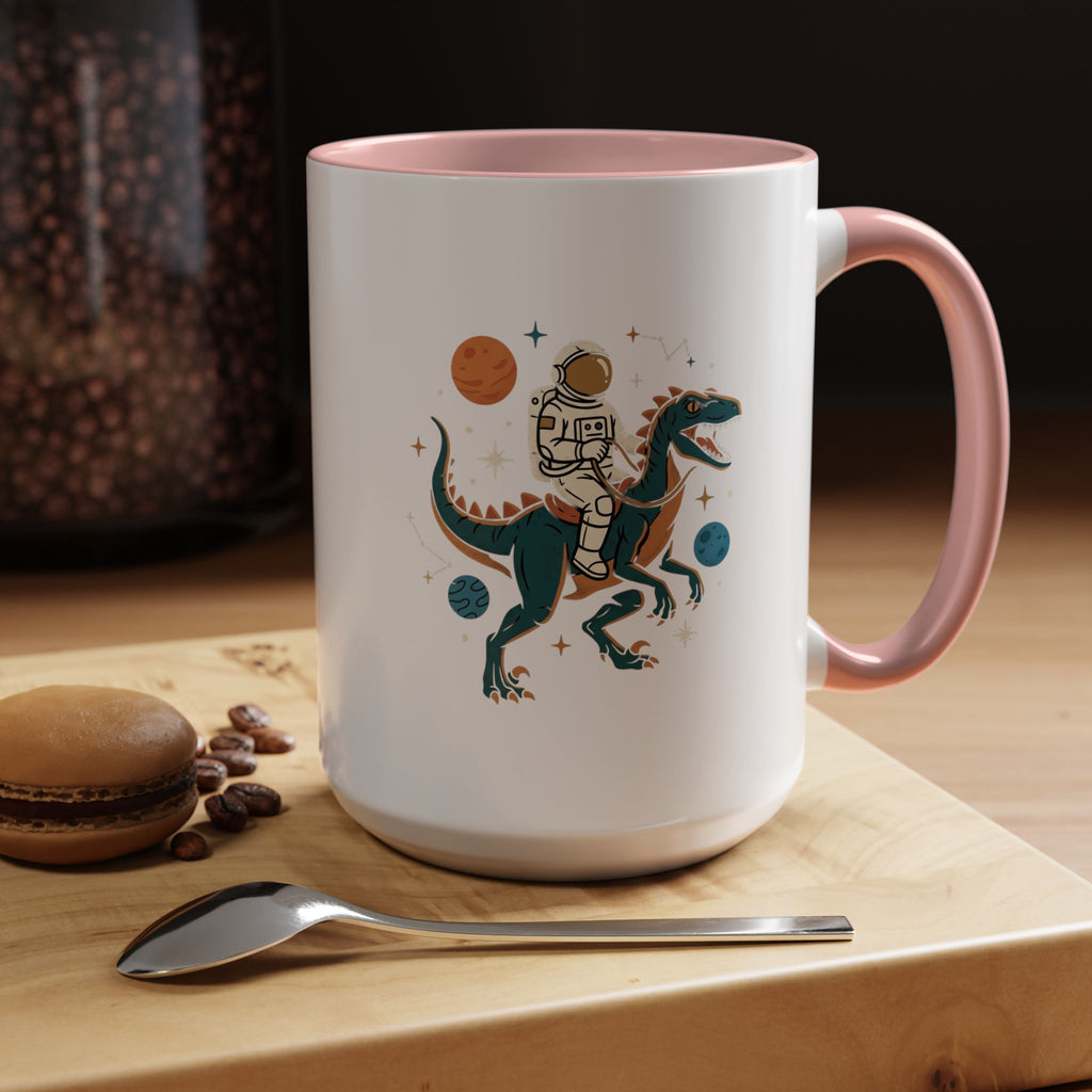 Coffee Mug | Astronaut Riding Velociraptor Accent Mug