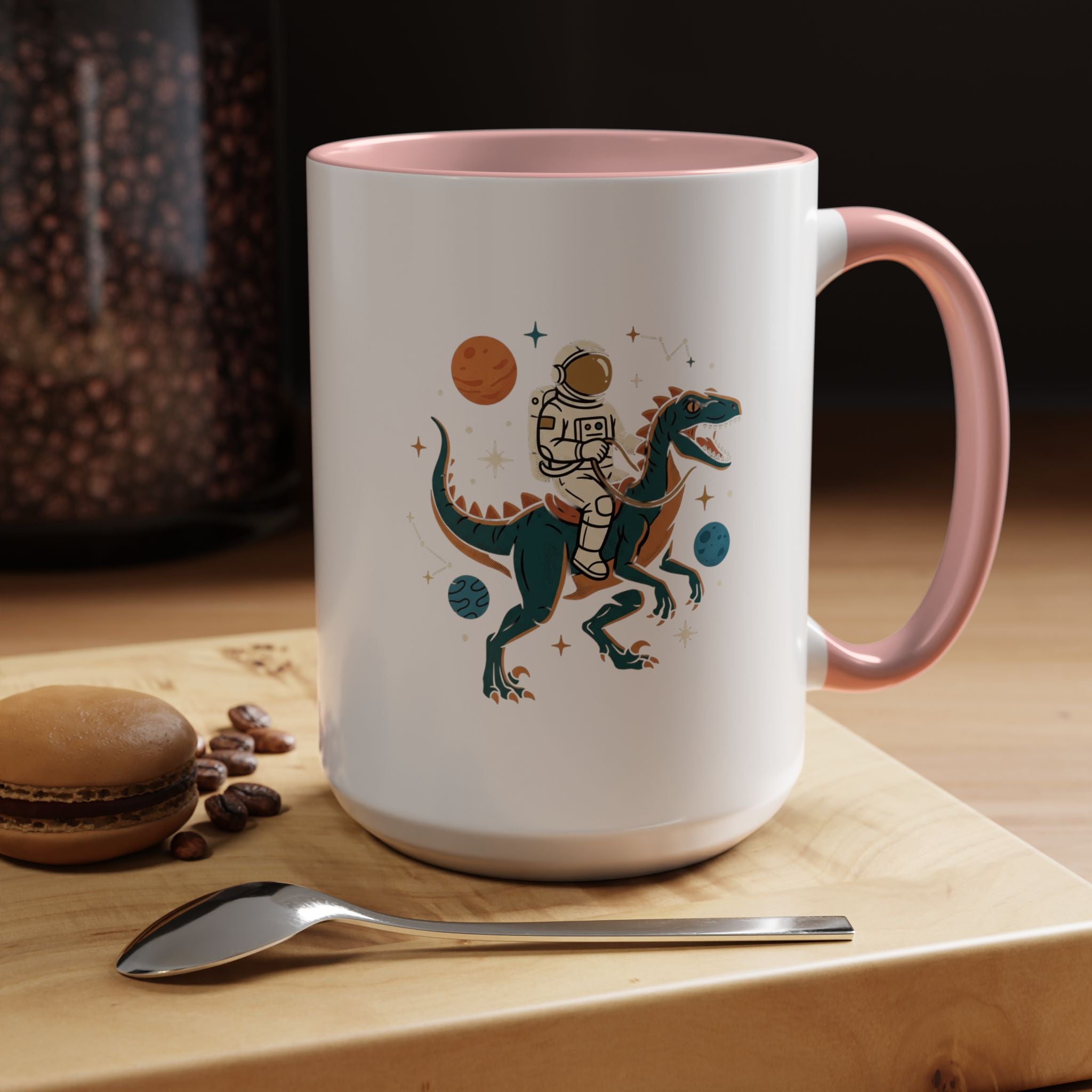 Coffee Mug | Astronaut Riding Velociraptor Accent Mug