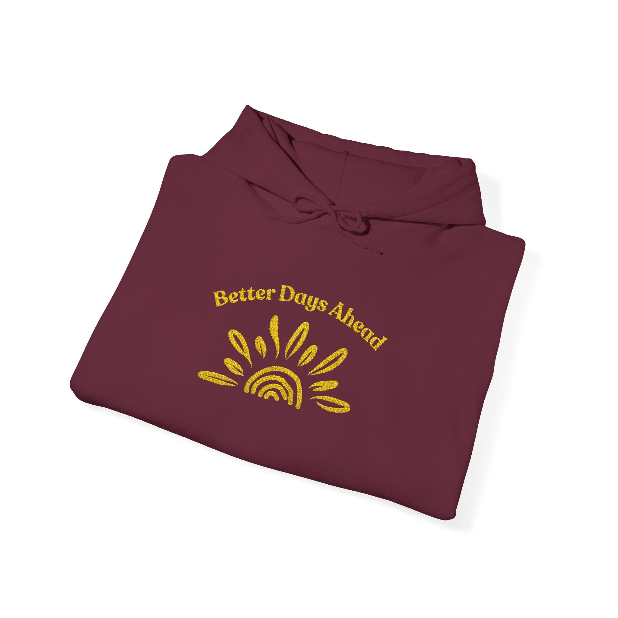 Hoodie | ‘Better Days Ahead’ Above a Sunrise  Embroidered Graphic