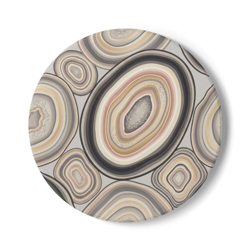 Ceramic Coasters | Neutral Earth Tone Agate Slices Stone Pattern