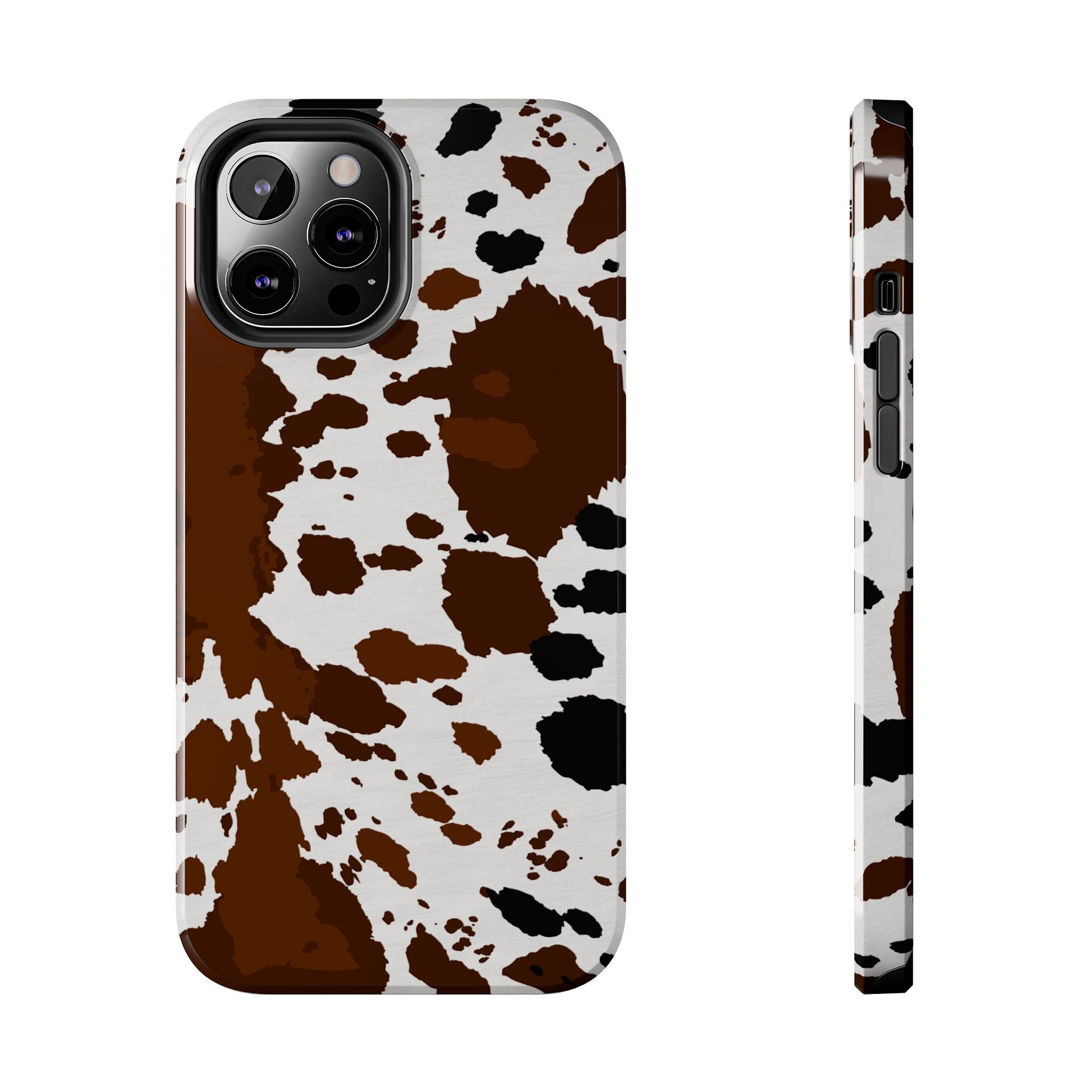 Phone Case | Brown & White Cowhide Pattern Tough Protective Cover